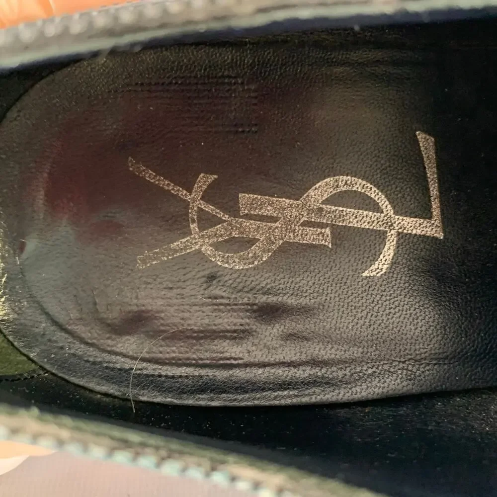 YVES SAINT LAURENT Size 9 Navy Wingtip Leather Cap Toe Lace Up Shoes